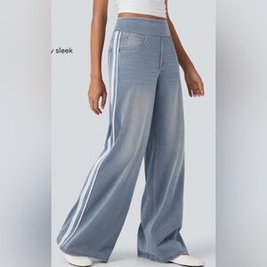 NEW Halara Flex High Waisted Stripe Wide Leg Flowy Casual Jeans Stripe MEDIUM